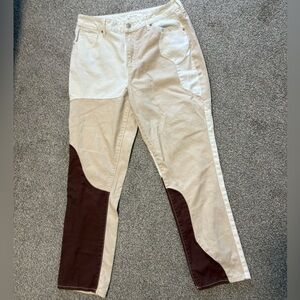 Pacsun Paneled Eco Tan + Brown Straight Leg Mom Jeans Size 30